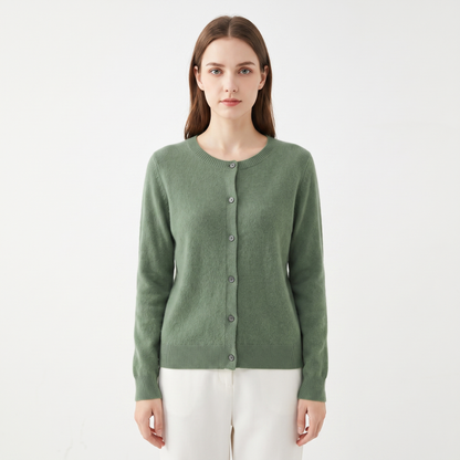 WENDELINE | WOOL KNIT BUTTON-UP CARDIGAN - Sage Green