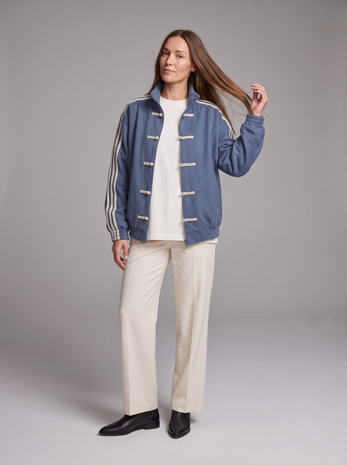 WENNA | CONTRAST STRIPE TRACK JACKET - Blue
