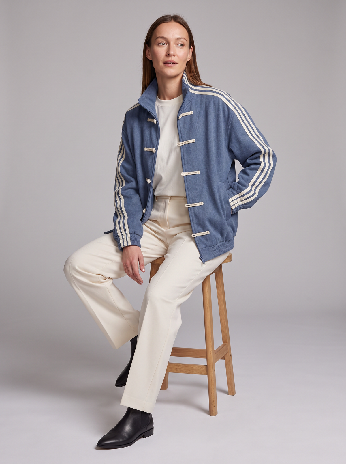 WENNA | CONTRAST STRIPE TRACK JACKET - Blue