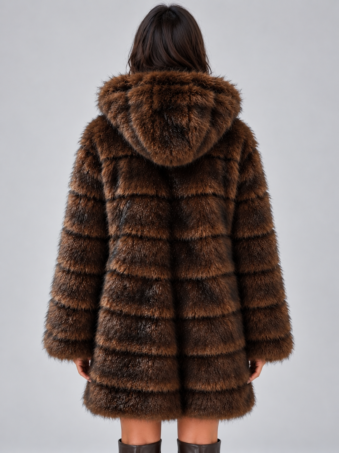 WESTLYN | PLUSH FAUX FUR COAT - Brown