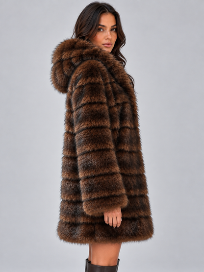 WESTLYN | PLUSH FAUX FUR COAT - Brown