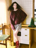 WILDERA | ARGYLE OVERSIZED SWEATER - Burgundy