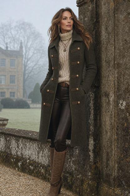 WILMA | MILITARY LONGLINE KNIT CARDIGAN - Army Green