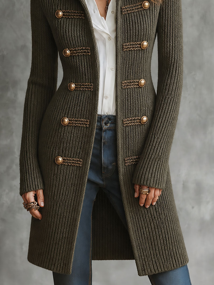 WILMA | MILITARY LONGLINE KNIT CARDIGAN - Army Green