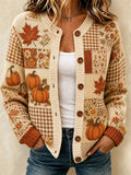 WILONA | AUTUMN PATCHWORK CARDIGAN - Beige Patchwork