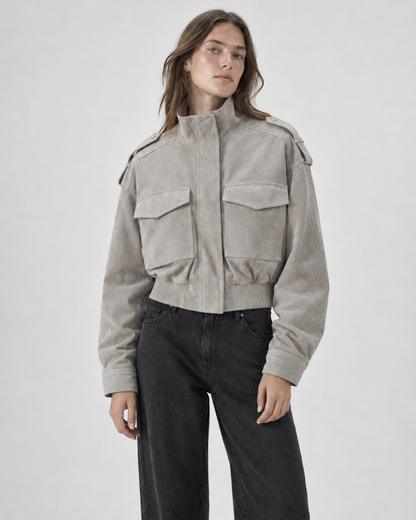 WINTER | STRUCTURED CROPPED JACKET - Taupe