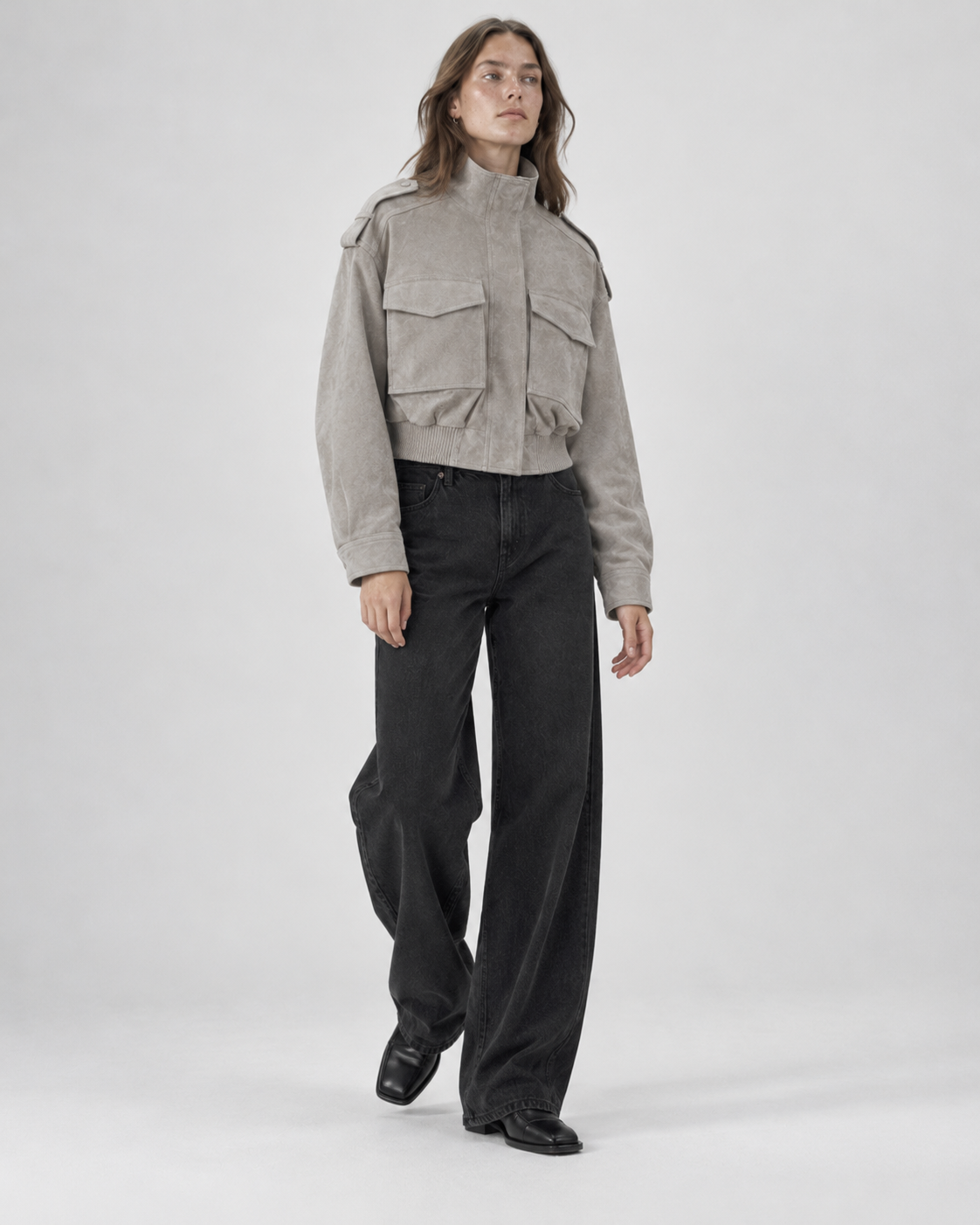 WINTER | STRUCTURED CROPPED JACKET - Taupe