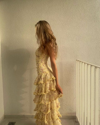 WISTERIA | TIERED MAXI DRESS - Yellow