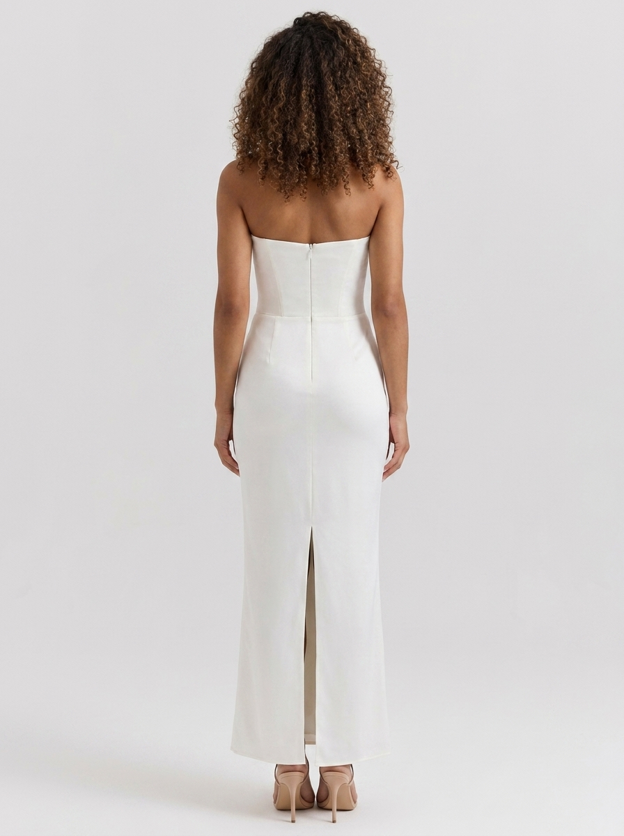 WYNONNA | STRAPLESS RUCHED MAXI DRESS - Ivory
