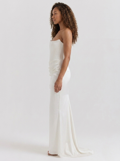 WYNONNA | STRAPLESS RUCHED MAXI DRESS - Ivory