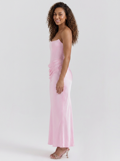 WYNONNA | STRAPLESS RUCHED MAXI DRESS - Soft Pink