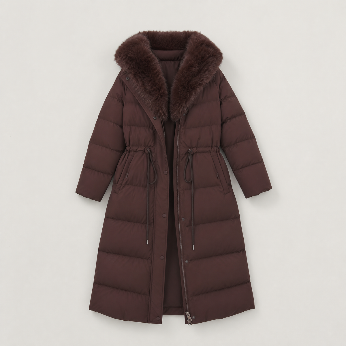 XIOMARA | FAUX FUR HOOD PUFFER COAT - Brown