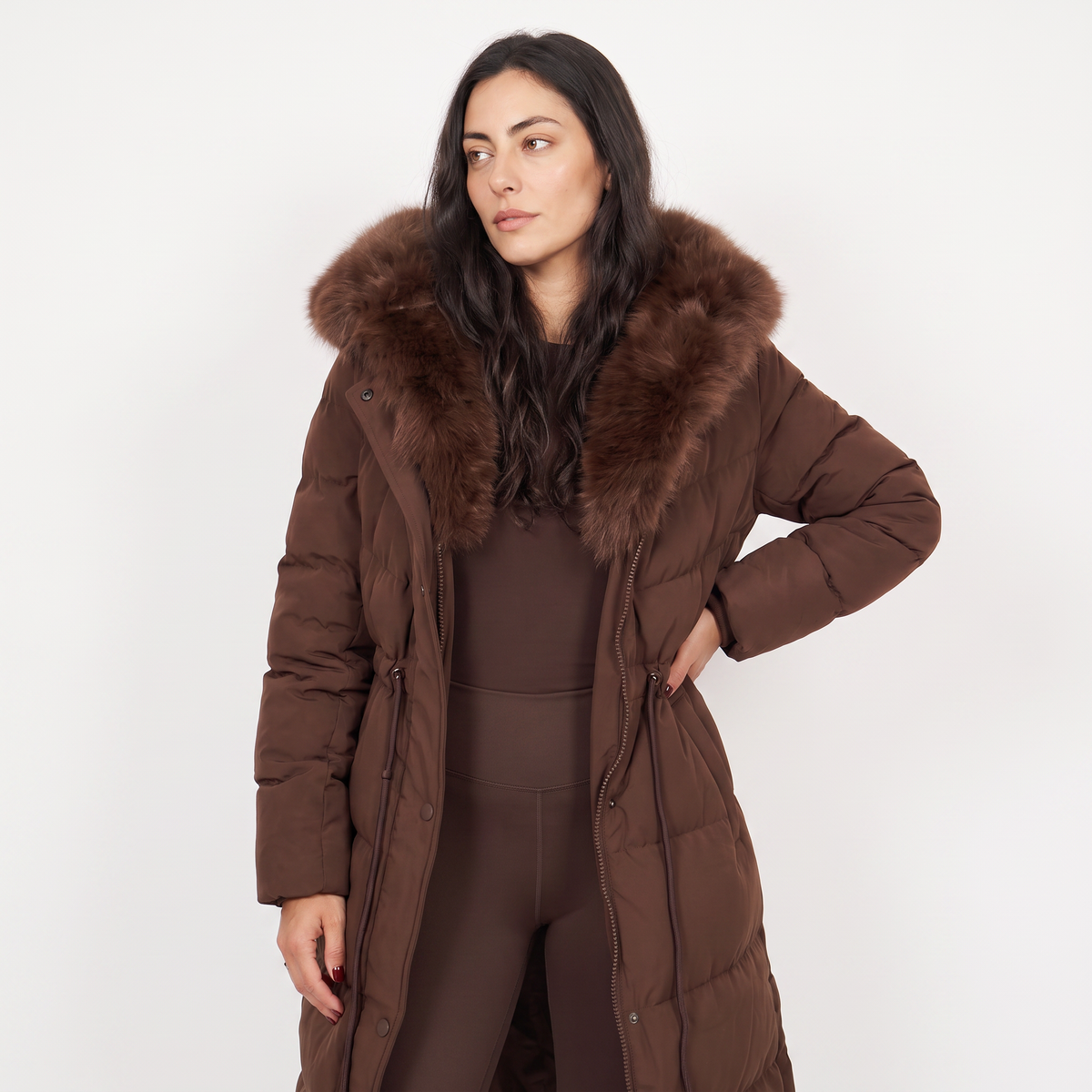 XIOMARA | FAUX FUR HOOD PUFFER COAT - Brown