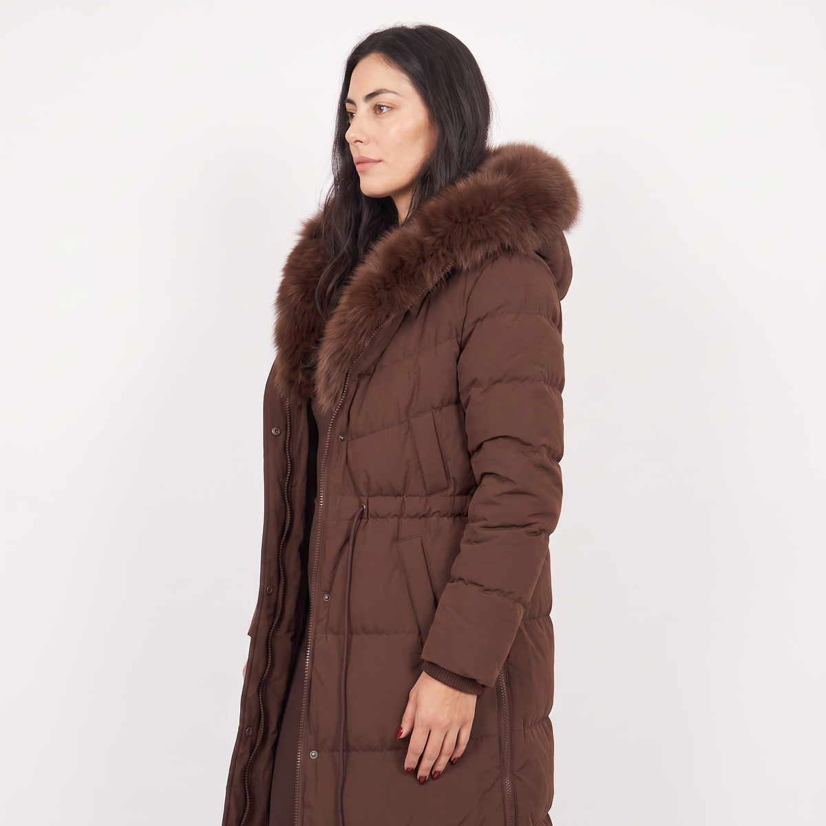 XIOMARA | FAUX FUR HOOD PUFFER COAT - Brown
