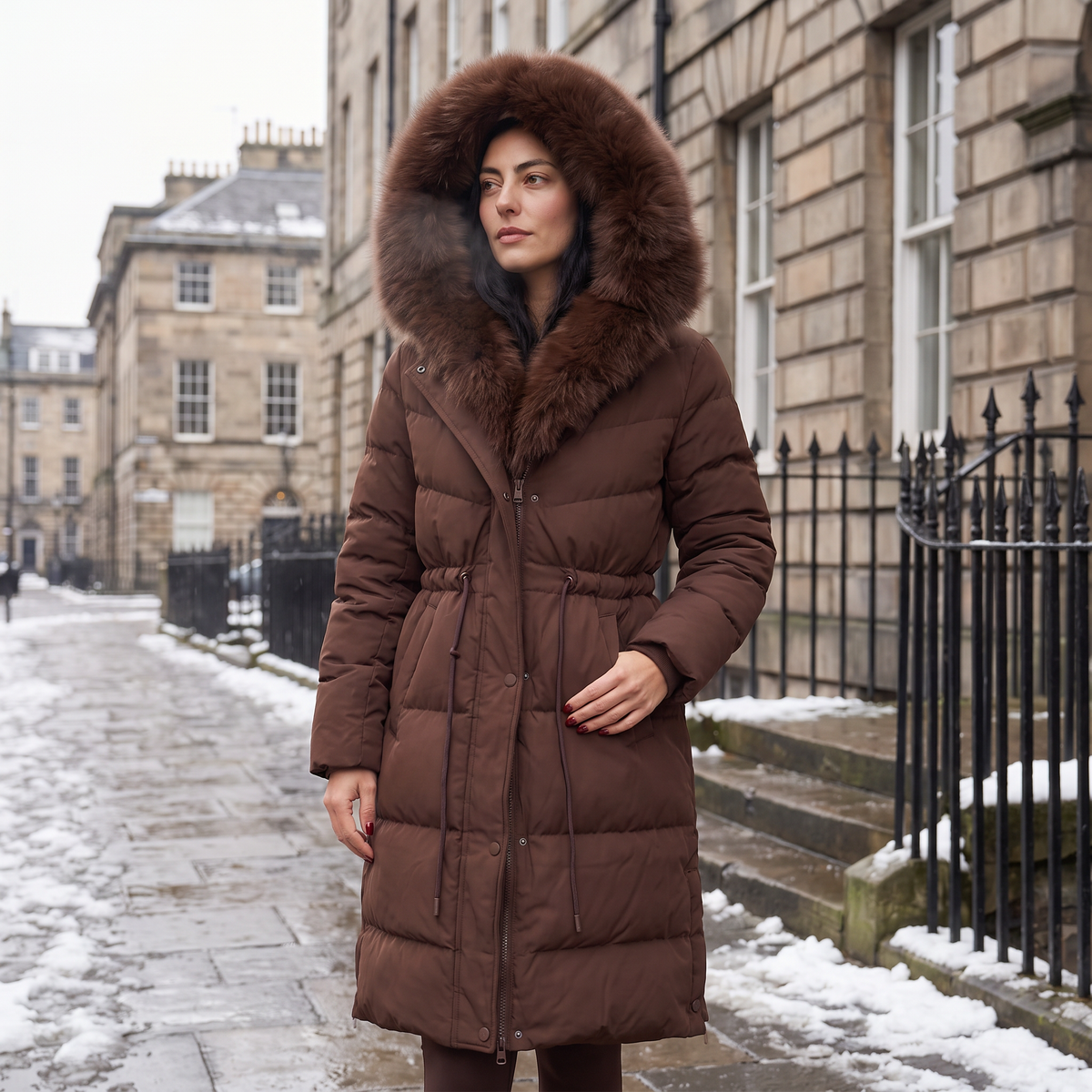 XIOMARA | FAUX FUR HOOD PUFFER COAT - Brown
