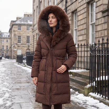 XIOMARA | FAUX FUR HOOD PUFFER COAT - Brown