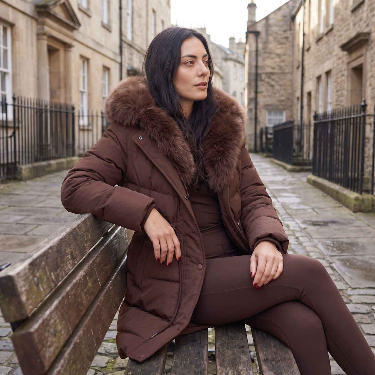 XIOMARA | FAUX FUR HOOD PUFFER COAT - Brown