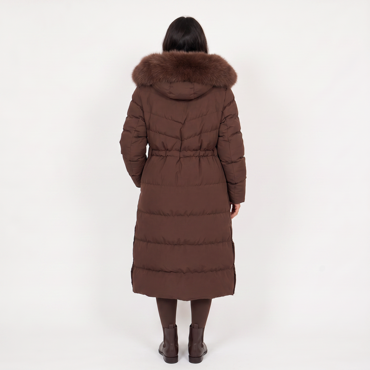 XIOMARA | FAUX FUR HOOD PUFFER COAT - Brown