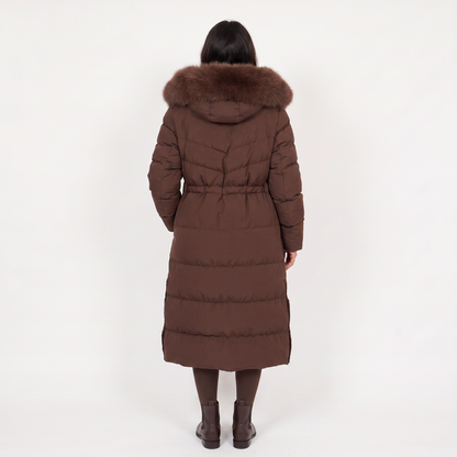 XIOMARA | FAUX FUR HOOD PUFFER COAT - Brown