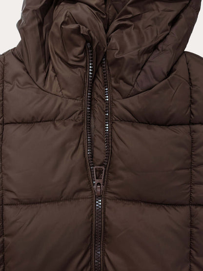 YESSENIA | HOODED DRAWSTRING PUFFER PARKA - Brown