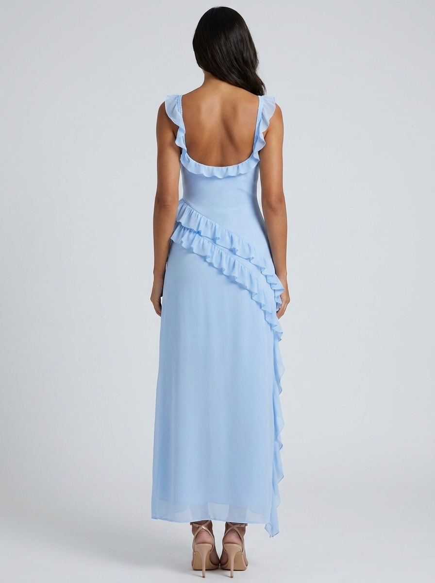 YOLANDE | RUFFLE MAXI DRESS - Baby Blue