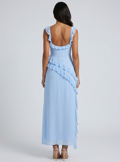 YOLANDE | RUFFLE MAXI DRESS - Baby Blue