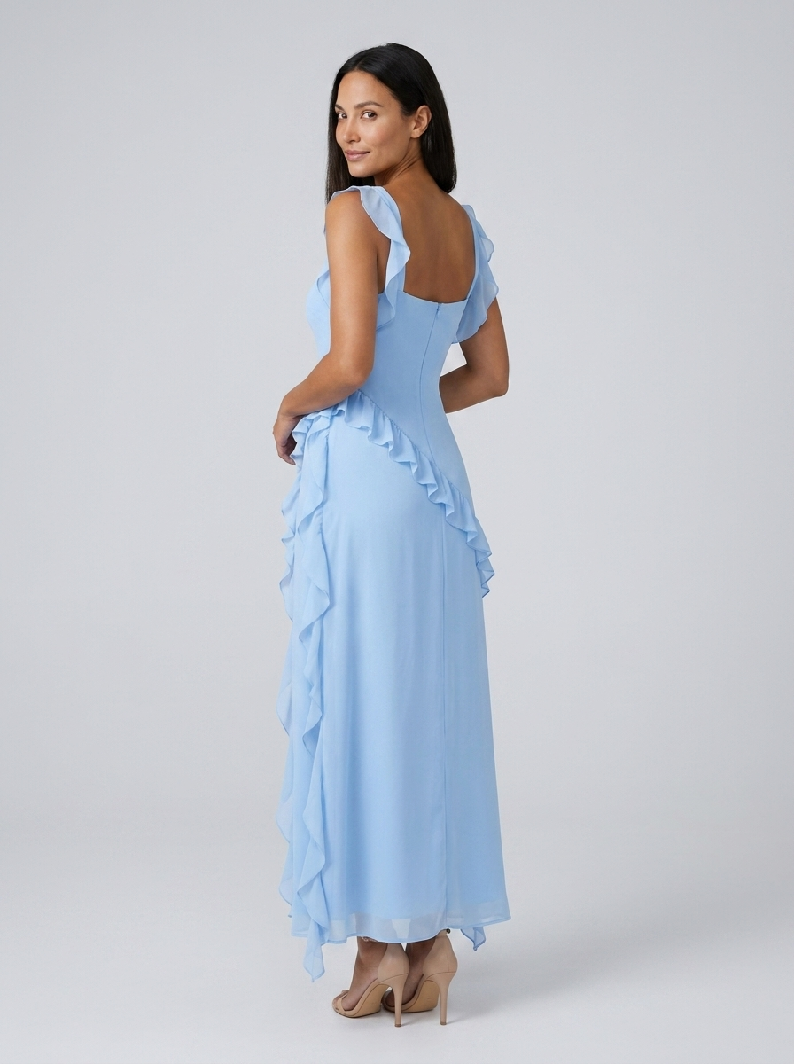 YOLANDE | RUFFLE MAXI DRESS - Baby Blue