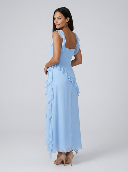 YOLANDE | RUFFLE MAXI DRESS - Baby Blue