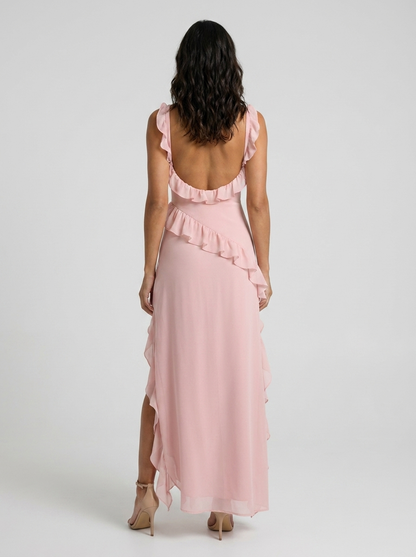 YOLANDE | RUFFLE MAXI DRESS - Blush Pink