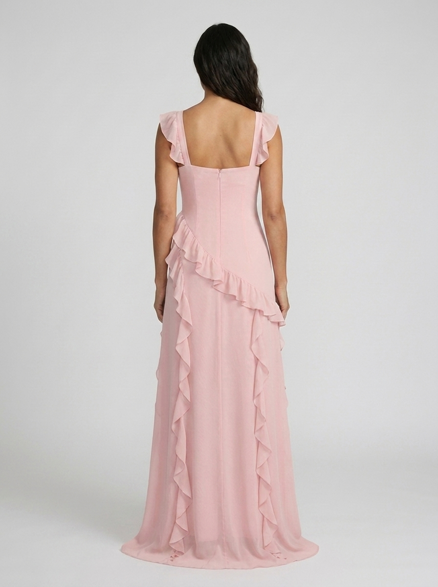 YOLANDE | RUFFLE MAXI DRESS - Blush Pink