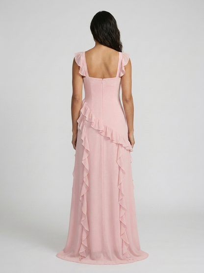 YOLANDE | RUFFLE MAXI DRESS - Blush Pink
