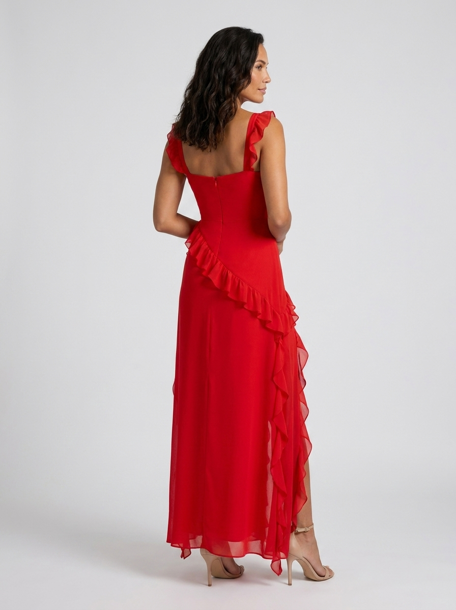 YOLANDE | RUFFLE MAXI DRESS - Red