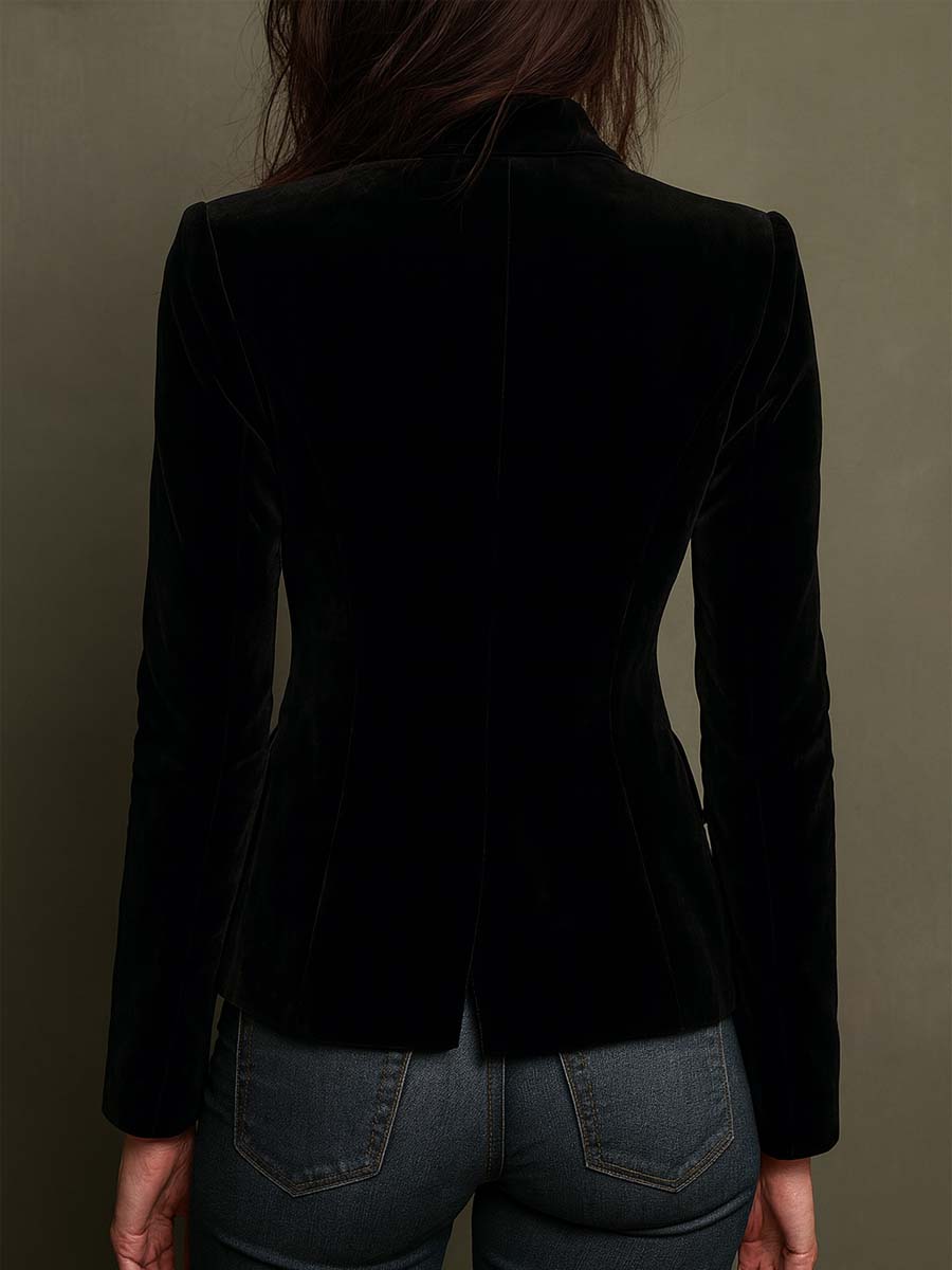 YSABEL | FLORAL EMBROIDERED BLAZER - Black