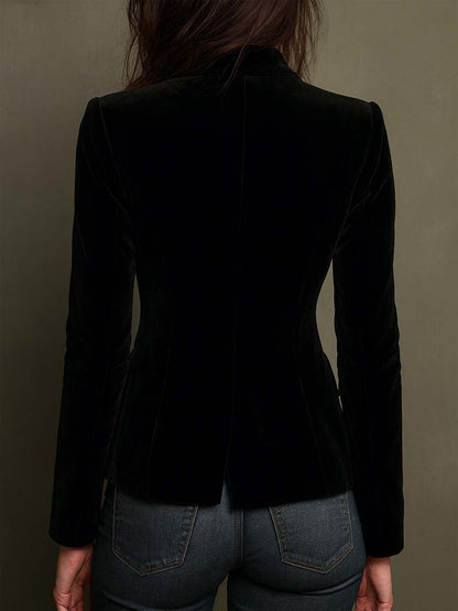 YSABEL | FLORAL EMBROIDERED BLAZER - Black