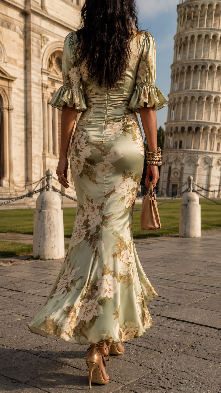 ZEMIRA | FLORAL FLUTTER SLEEVE MAXI DRESS - Sage Floral
