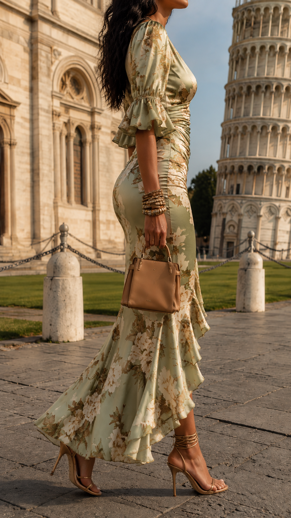 ZEMIRA | FLORAL FLUTTER SLEEVE MAXI DRESS - Sage Floral