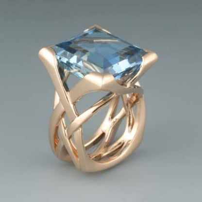 ZOSIA | BLUE STONE WOVEN RING - Rose Gold