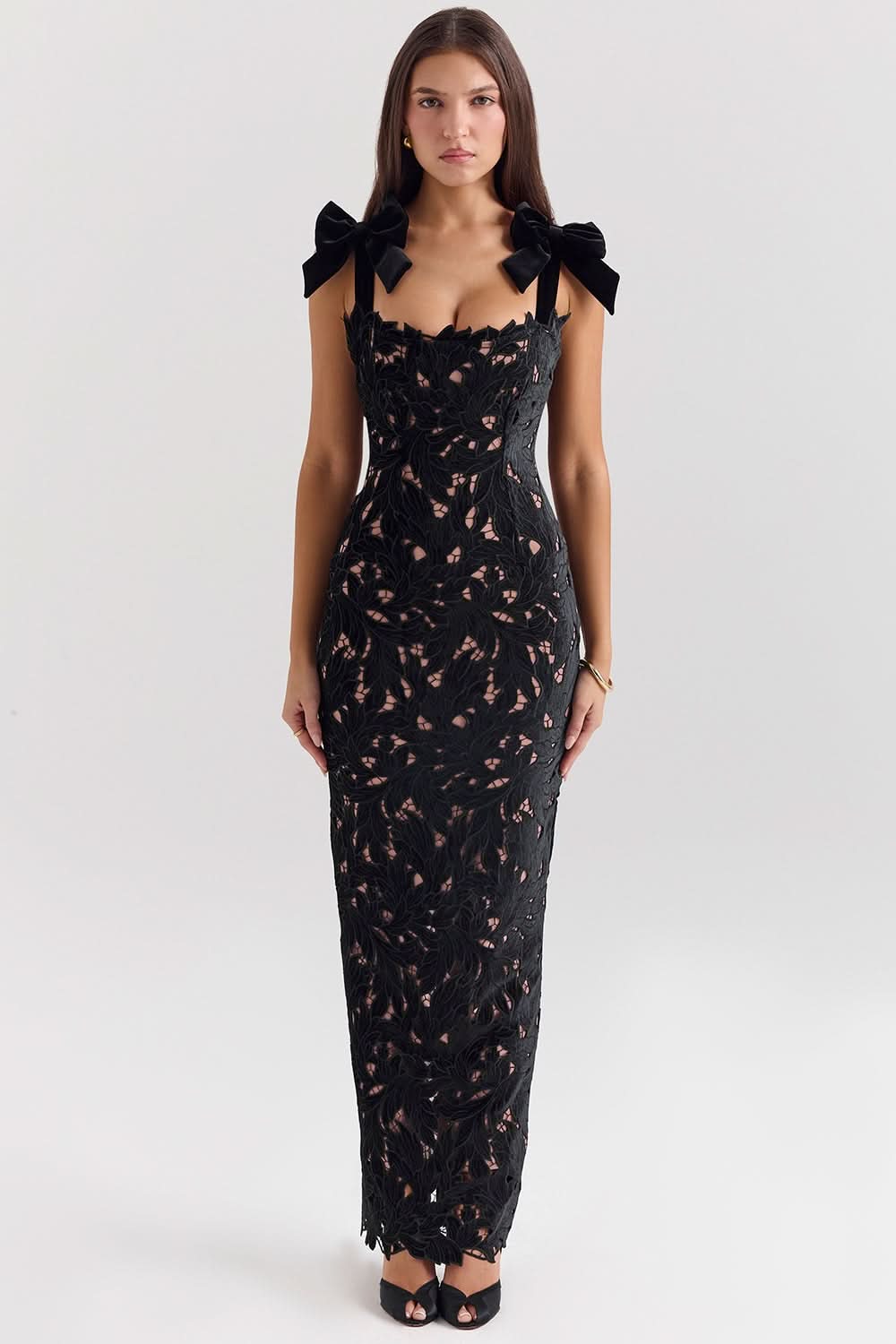 ROSALIE | LACE MAXI DRESS - Black