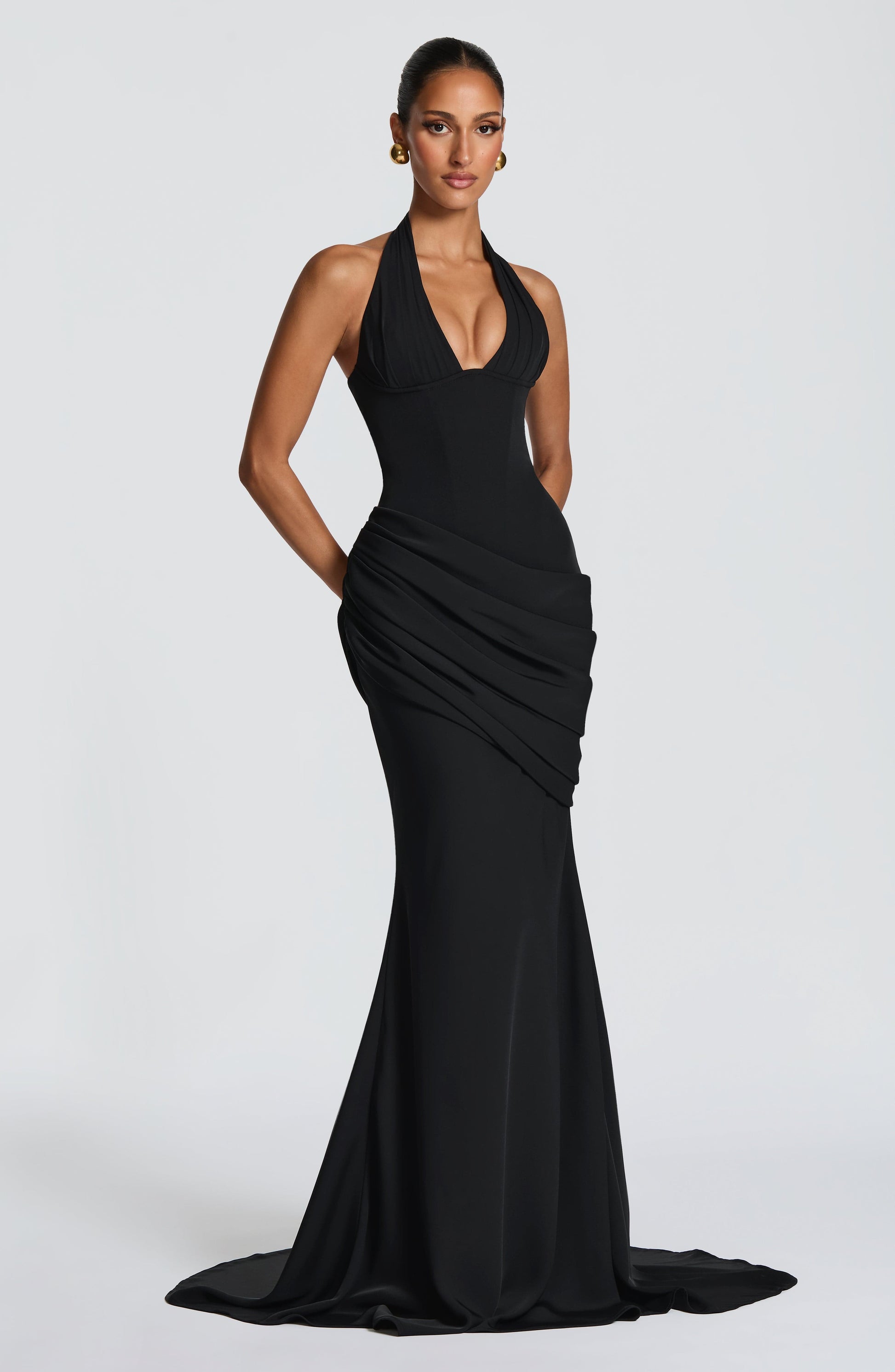 SALMA | SILK FORMAL GOWN - Black