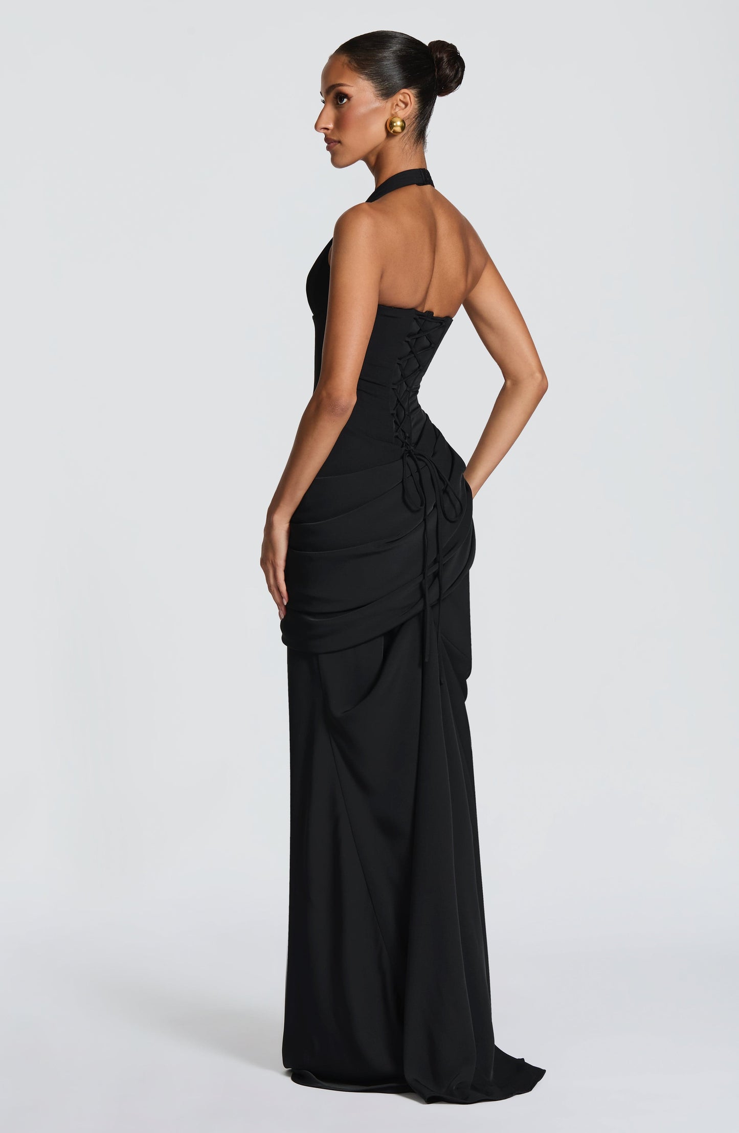 SALMA | SILK FORMAL GOWN - Black