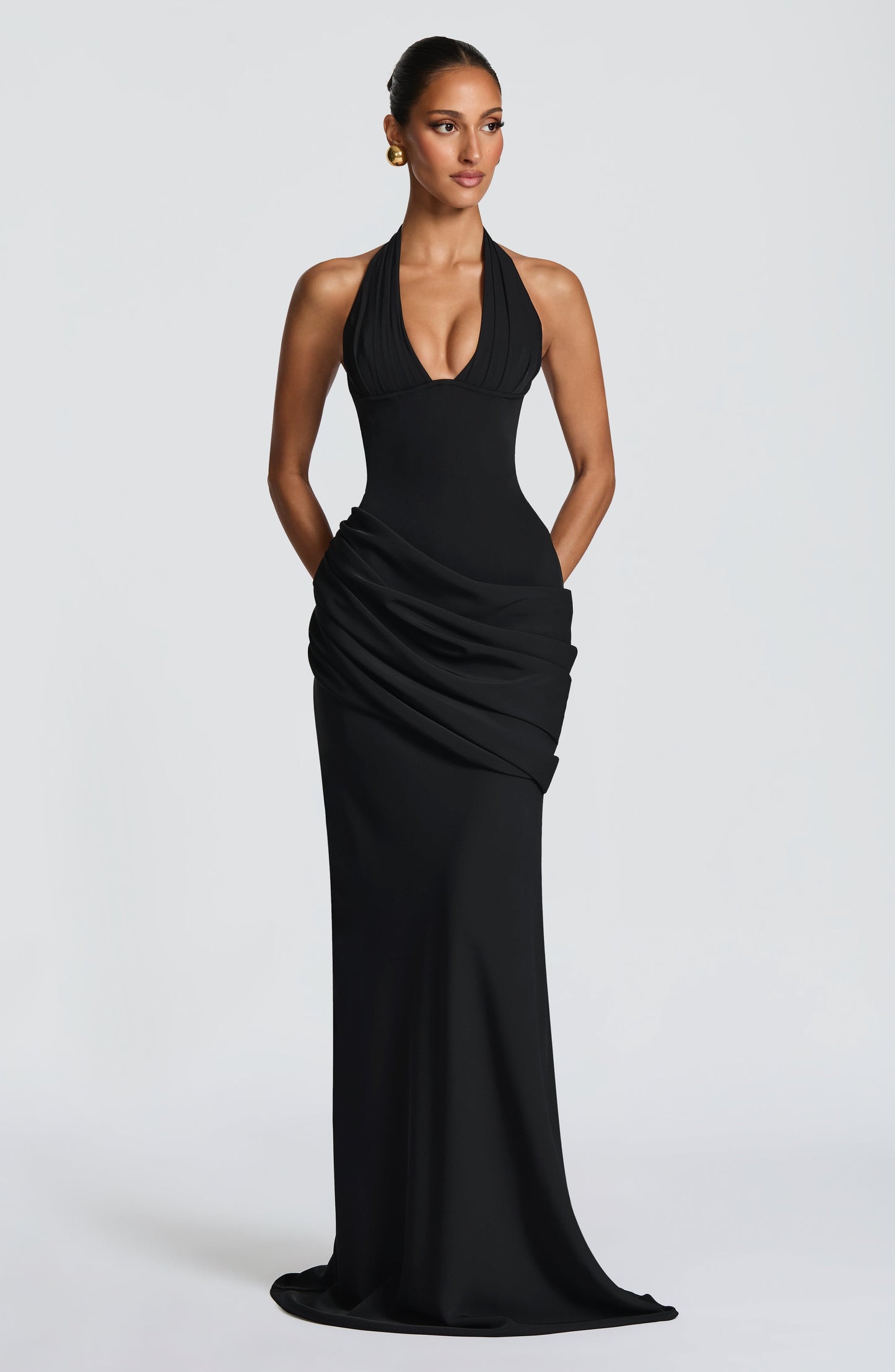 SALMA | SILK FORMAL GOWN - Black
