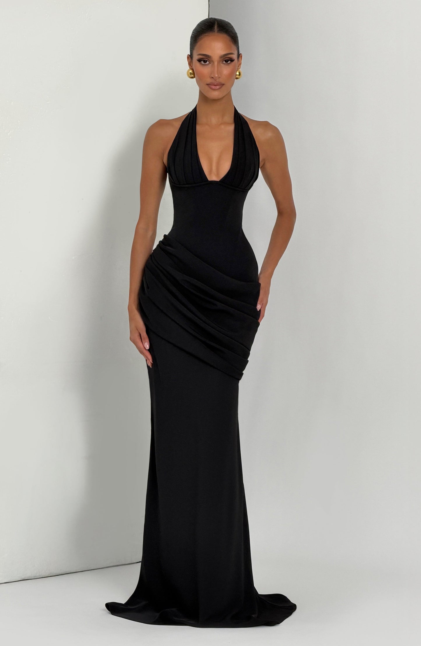 SALMA | SILK FORMAL GOWN - Black