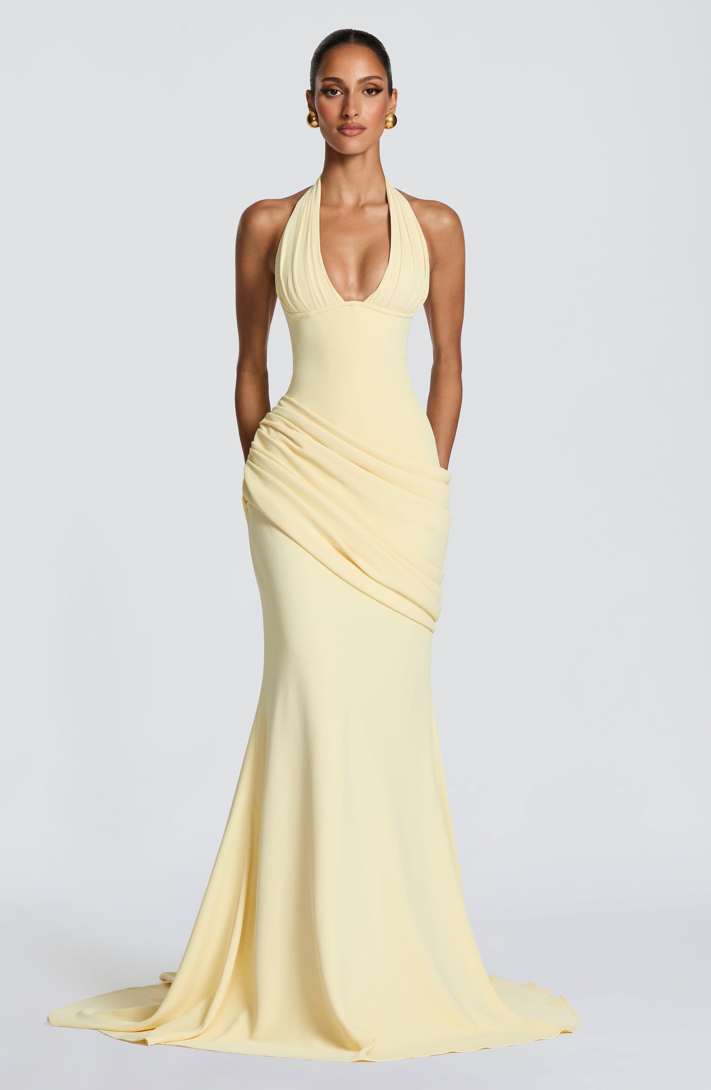 SALMA | SILK FORMAL GOWN - Lemon