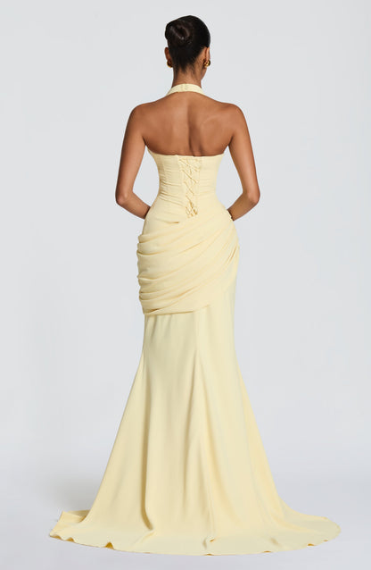 SALMA | SILK FORMAL GOWN - Lemon