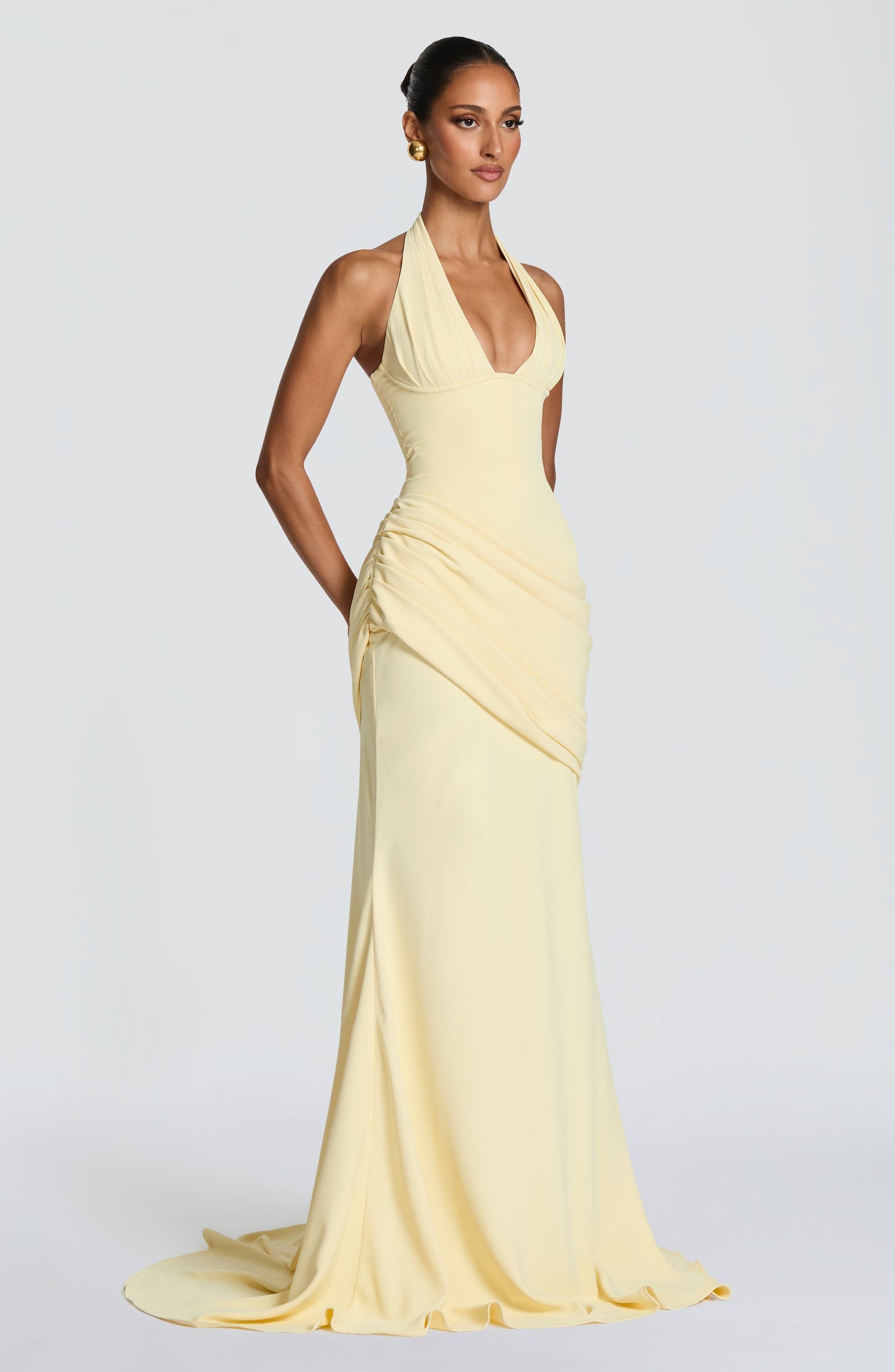 SALMA | SILK FORMAL GOWN - Lemon