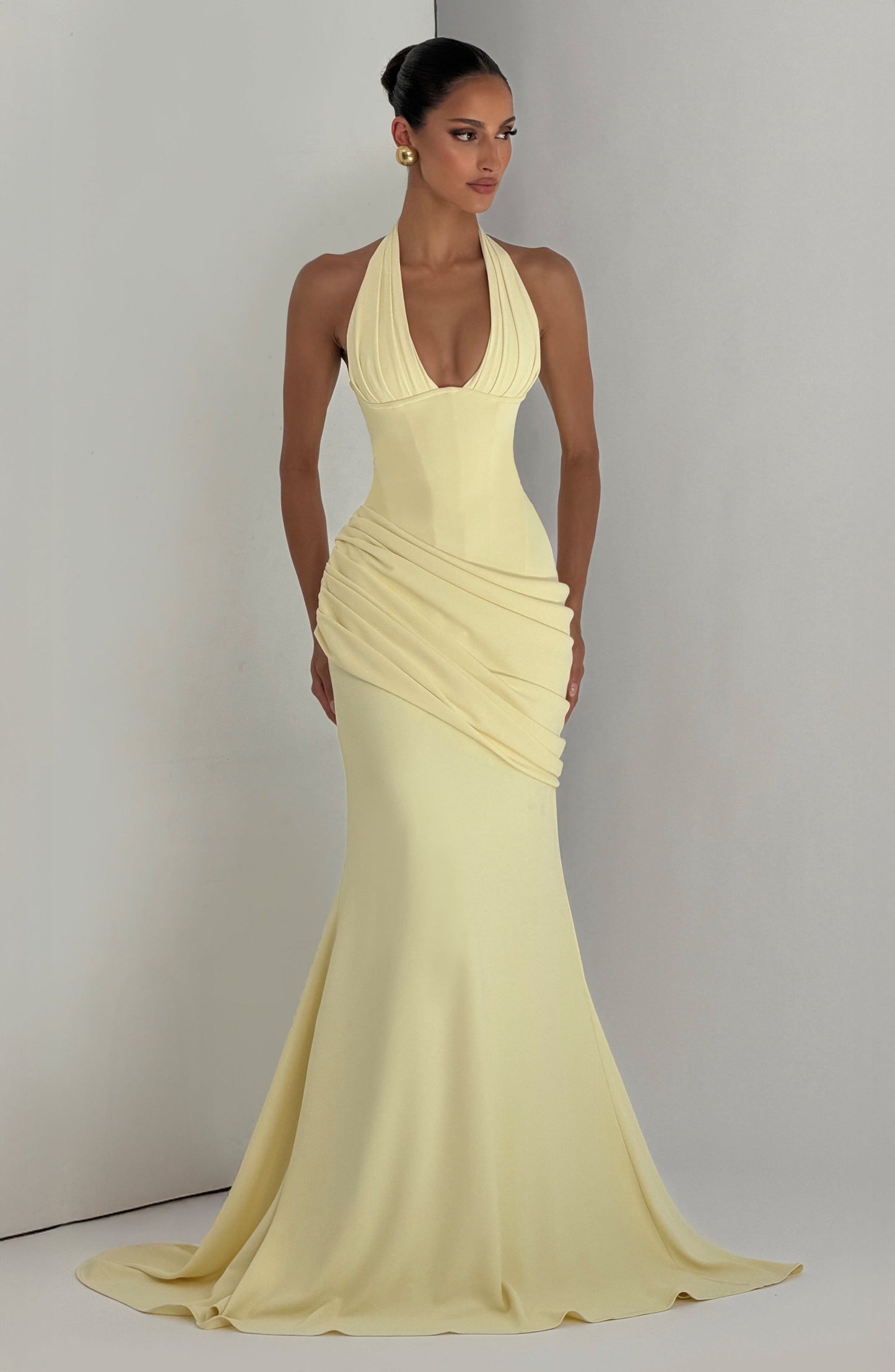SALMA | SILK FORMAL GOWN - Lemon