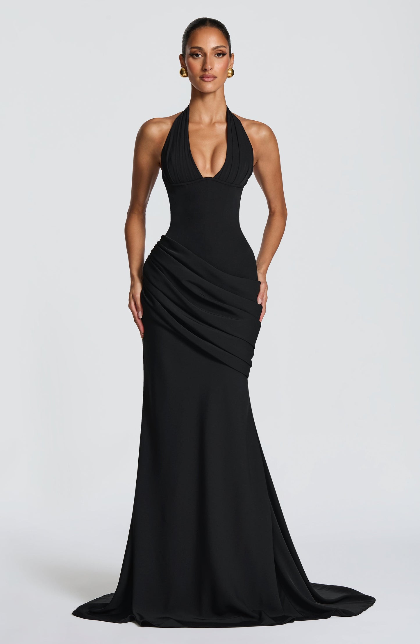 SALMA | SILK FORMAL GOWN - Black