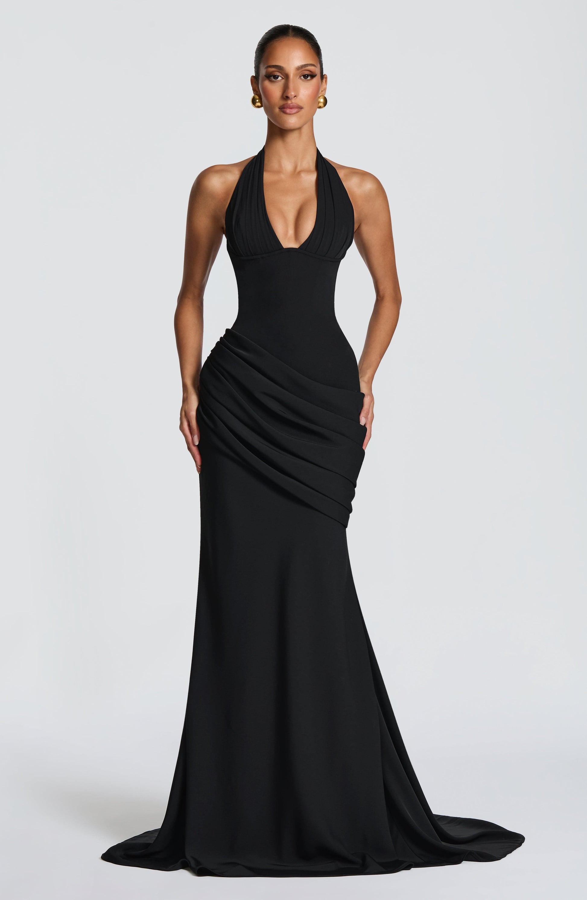 SALMA | SILK FORMAL GOWN - Black