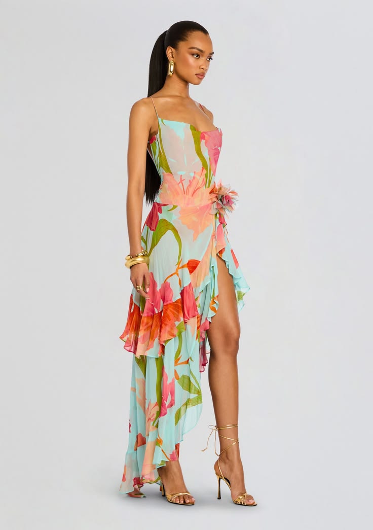 KIANA | CHIFFON SHIFT MAXI DRESS - Multicolor