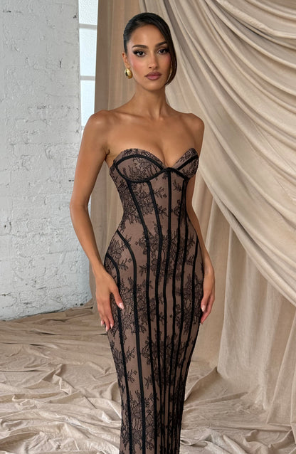 TALIA | FLORAL SATIN MAXI DRESS